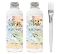Gloss Varnish for Acrylic Painting, 2 x 100ml Acrylic Varnish, Acrylic Paint Sealer Keeps Paintings from Yellowing, Cracking, and Dust, Maintains Permanent Color (Gloss+Matte)