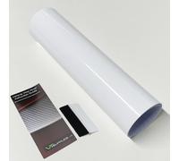 Gloss Vinyl Wrap Self Adhesive Air Release Bubble with Squeegee Tool - Outdoor Rated for Car Automotive Use (30cm x 152cm)… (White)