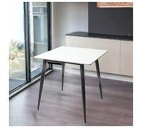 Urbn-Living Urbnliving 80Cm Width Gloss White Modern 4 Seater Ceramic Square Shape Top Kitchen & Dining Room Table