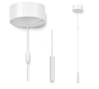 Gloss White Bathroom Light Pull Cord Switch with Modern White Aluminium Handle | 2 Way 6AX Ceiling Pull Cord Light Switch (White)