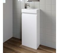 Gloss White Floor Standing 400mm Slim Vanity Unit Basin Sink Cloakroom Bathroom