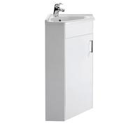 Gloss White Free Standing 1 Door Corner Vanity Basin Unit - 555mm - Balterley