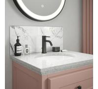 Carrara Marble Glass Bathroom Splashback 250Mm X 600Mm X 4Mm, White