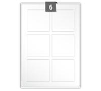 Gloss White Polyester - Permanent Adhesive Dry Edge - Plain Sheets - 6 Square Labels per A4 Sheet - Label Size 80.00 mm x 80.00 mm