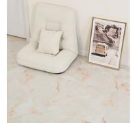 Gr8 Home 3.34m² Floor Tiles Self Adhesive Marble Stone Effect Square Planks PVC Flooring DIY Kitchen Bathroom Living Room (Gloss White Rose)