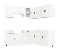 Kitchen Cabinet Set Gloss White Engineered Wood & Glass 11pc 80x46x81.5cm Ample
