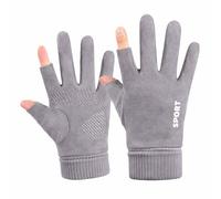 Glossiness Fingerless Touchscreen Thermal Gloves for Men and Women - Waterproof Windproof Gloves with Fleece Liner Non-Slip Palm Open Thumb Forefinger for Typing Photography Running Cycling Fishing