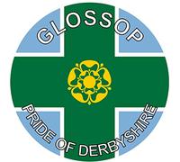 Glossop - Pride of Derbyshire - (Two Pack) 80mm Diameter Car Bumper Window Decal Sticker