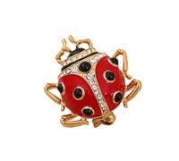 Glossy Alloy Ladybirds Pin Adorned With Glittering Crystals Handmade Drop Oil Animal Brooch For Women’s Fashion Apparel Versatile Pin For Outfits