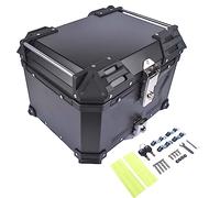 GLOSSY AUTO PARTS Black 45L Universal Motorcycle Top Case, Waterproof Aluminum Motorcycle Trunk Top Box, Dual-Key Storage Carrier Case, Trunk Tour Tail Box for Store Helmet