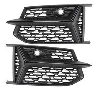 Glossy Black Fog Light Grille, Durable RS6 Style Fog Light Grilles Honeycombs Mesh Grills Fit for A6 C8 S6 2019 2020 (Black)
