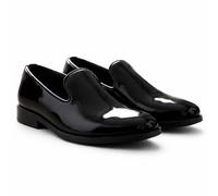 Glossy Black Patent Finish with Clean Slip-on Style. Ideal for Weddings, Page Boys, Parties, Communion and Formal Events (Black, UK Footwear Size System, Big Kid, Numeric, Medium, 3)
