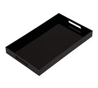 Glossy Black Sturdy Acrylic Serving Tray with Handles-12x20Inch-Serving Coffee,Appetizer,Breakfast,Butler-Kitchen Countertop Tray-Makeup Drawer Organizer-Vanity Table Tray-Ottoman Tray-Decorative Tray