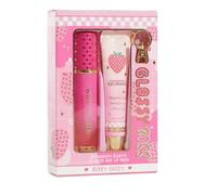 Glossy Boss Lip Gloss & Lip Mask Gift Set - Moisturising Lip Care Duo with Keychain - Strawberry, Vanilla Waffle, Pink Lemonade & Cupcake - Gift Set for Girls & Women (Strawberry)