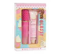 Glossy Boss Lip Gloss & Lip Mask Gift Set - Moisturising Lip Care Duo with Keychain - Strawberry, Vanilla Waffle, Pink Lemonade & Cupcake - Gift Set for Girls & Women (Cupcake)