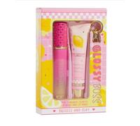 Glossy Boss Lip Gloss & Lip Mask Gift Set - Moisturising Lip Care Duo with Keychain - Strawberry, Vanilla Waffle, Pink Lemonade & Cupcake - Gift Set for Girls & Women (Pink lemonade)