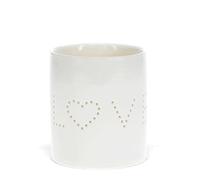 Glossy Ceramic Tealight Holder - Love