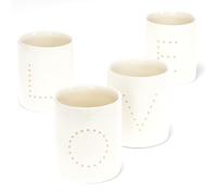 Glossy Ceramic Tealight Holders (set of 4) - LOVE