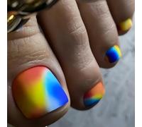 Glossy French Tips Fake Toenails With Designs Square Press On Toenails Stick On Toe Nails Women Full Covers French Tips Fake Toe Nail With Design