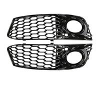 Glossy Front Bumper Fog Light Lamp Mesh Grill Grille Compatible With 2008-2012 Audi A4 B8 Chrome Car Accessories(Black)
