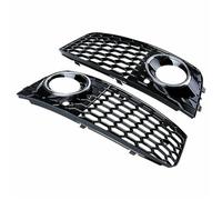 Glossy Front Bumper Fog Light Lamp Mesh Grill Grille Compatible With 2008-2012 Audi A4 B8 Chrome Car Accessories(Silver)