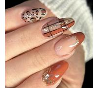 Glossy Gradient Press Pot Fake Nail Fall Length 24pcs Artificial Nail Glittering Press Daily Glittering False Nail