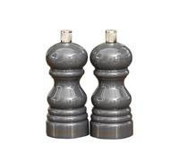 Glossy Grey Salt & Pepper Grinder Mills Short 5" Modern Condiment Pots Shakers