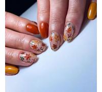 Glossy Leaf Press Stick Nail Set Easy to Apply and Comfortable Fit for Winter Party Press Stick Nails