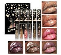 Glossy Lip Gloss - 6-Color Glitter Lip Glaze 2.5ml - Beauty Makeup Set High Shine Liquid Lipstick for Women Girls Work Date Travel Wedding Holiday Birthday Vacation Home