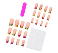 Glossy Manicure Tip Pieces with Gradient French Color, Animal Print False Tips Set with White Star Charms for Beginner Hand Styling, 24 Pieces Stick on Tips Artificial Press-on Manicure Decorative Art