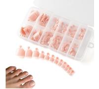 Glossy Nude Short Square Press-On Toenails For Natural Pedicure - DIY Foot Nail Art Kit With Multiple Sizes, Secure Adhesive, High Shine Finish, Easy Application & Reusable Case