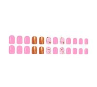 Glossy Oval False Nails with Gold Sparkles and Rhinestones Hearts 24Pcs Short Presses on Manicure for Romantics Elegant White French Tip Glossy Gold Sparkle Oval French Design