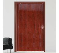 Glossy PVC Accordion Doors Interior, 70 80 90 100 120 150 Custom Size Folding Door, Magnetic Concertina Door with Hardware, Simple Installation(Red,44x80in (111.5x203cm))