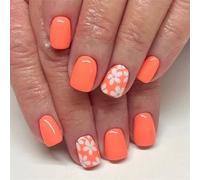 Glossy Short Square Stick On Nails With Floral Patterns Full Covers Artificial Nails Press On For Any Occasion Fashion Nail