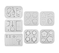Glossy Silicone Decoration Molds Flower Guitar Ornament Keychain Mold Pendant Jewelry Epoxy Resin Crafting Silicone Keychain for Epoxy Resin