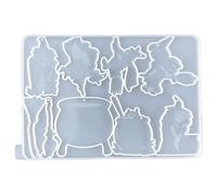 Glossy Silicone Resin Molds Halloween Witch Keychain Mold Pendant Ornaments Jewelry Epoxy Resin Crafting Mold Pendant Molds for Jewelry Making