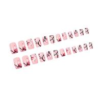 Glossy Square Press On Nails With Tree Branch Floral Pattern For Women 24 Pieces Artificial Full Covers Faux Nails Delicate Flower Nail Art