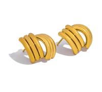 Glossy Three-Layer Textured Intersecting Knot Earrings for Women Gold Color Stainless Steel Earring Vintage Jewelry Gift