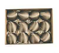 Glossy Velor Christmas Balls 12 Piece 6cm Ornaments for Seasonal Decorating, Lightweight Plastic with Hanging Strings for Easy Use (brown)