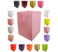 Glossy Vibrant Flower Gift Bag, Bouquet Vase | Valentines | Anniversary | Love | Transportation Display (10, Light Pink)