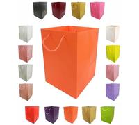 Glossy Vibrant Flower Gift Bag, Bouquet Vase | Valentines | Anniversary | Love | Transportation Display (5, Orange)