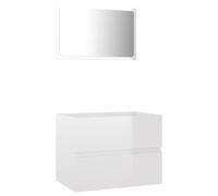Glossy White 2-Piece Bathroom Furniture Set, Space-Saving Acrylic & Wood, Easy to Clean, Perfect for Guest Toilets & Small Bathrooms