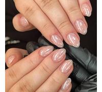 Glossy White Dotted Artificial Nails Quick Application Work Social Art