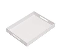 Glossy White Sturdy Acrylic Serving Tray with Handles-12x16x2H Inch-Thickness of 3/16 inch- Countertop Organizer Tray for Kitchen,Bathroom,Office,Bar- Storage Box for Cosmetics, Jewelry,Toiletries