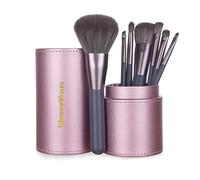 GLOSSYVISUS Makeup Brushes Set Professional 7PCS,Premium Synthetic Foundation Brush, Eyebrow and Lip Brush,Beauty Tools Kit for Women,Holder Package for Travel Makeup and Women Gifts (Purple)