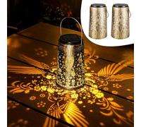 Glostravier Hummingbird Solar Lanterns for Outside, 2 Pack Hanging Solar Lights Outdoor Garden with Cool White & Warm White LED, Birthday Gifts for Women Mum Grandma Gardeners