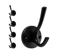 glotao 5-Piece Matte Black Coat Hook Set - Wall Mounted Zinc Alloy Hooks with Screws and Anchors - Ideal for Farmhouse, Entryway, Bathroom, Bedroom, Closet - Perfect for Hanging Coats, Keys (Stylish)