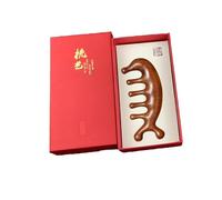 glotao Natural Wood Massage Comb for Scalp, Face & Neck - 7-Prong Curved Design in Gift Box, Gentle Head and Body Relaxation Tool, Brown