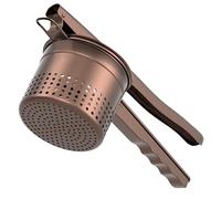 GloTika Large 15oz Potato Ricer Masher, Heavy Duty Stainless Steel Potato Masher with Ergonomic Handle, Masher and Ricer Kitchen Tool for Mashed Potatoes, Noodle Maker, Bronze Color