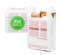 Glotoch Thank You Plastic Bags (350 Count) (11.5" x 6.5" x 21") White, Grocery, Shopping Bag, Restaurants, Convenience Store,Takeout,To Go, Retail Merchandise T-shirt Bags for Small Business